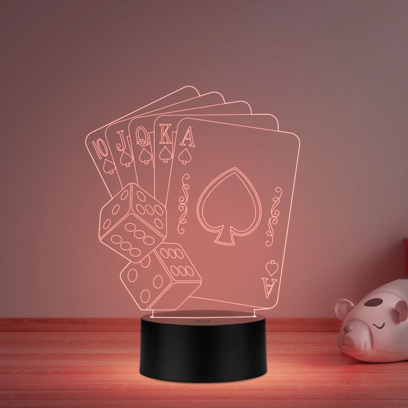 Playing Cards Acrylic led Table lamp Multicolored Light with Remote Control